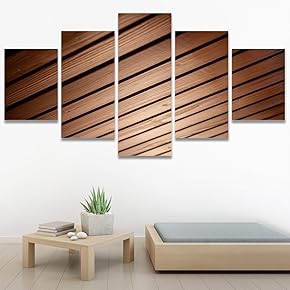 SIGNWIN 5 Panel Canvas Wall Art Linear Patterns...