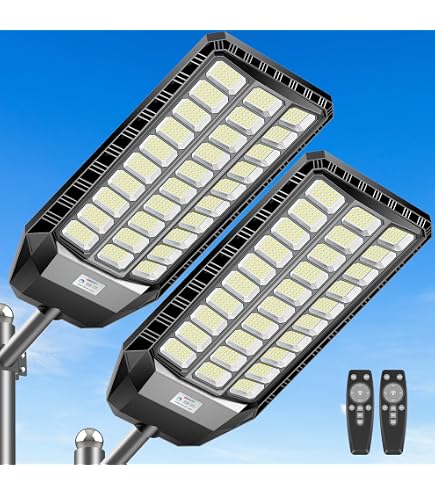 XMPTYN Lampadaires Solaires D'extérieur étanches 3200 W, 24 0000 Lm 8000 K, Du Crépuscule à L'aube, Avec Détecteur De Mouvement, Lampe Grand Angle LED ( Lot De 3200 W