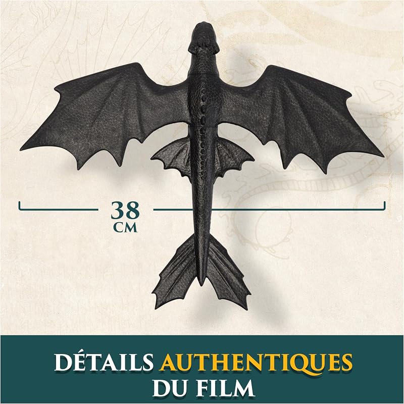 - Figurine Volante Krokmou 38 Cm - Figurine Articulée Krokmou Qui Vole Quand On La Lance - Cadeau Enfant - Jouet Enfant 4 Ans Et + Inspiré Du Film How To Train Your Dragon