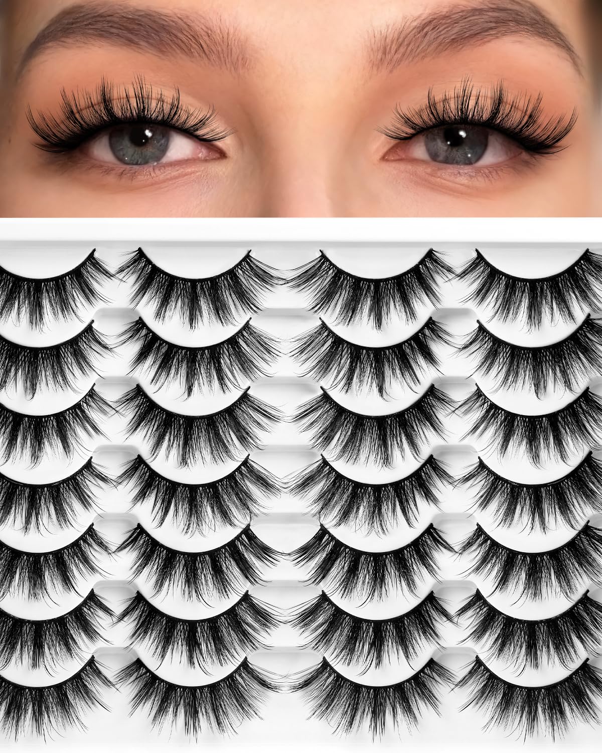 Photo 1 of (SEALED) Losha Eyelashes Natural Look Faux Mink Lashes Pack Handmade Fluffy False Eyelashes 14 Pairs Cat Eye Lashes (54)