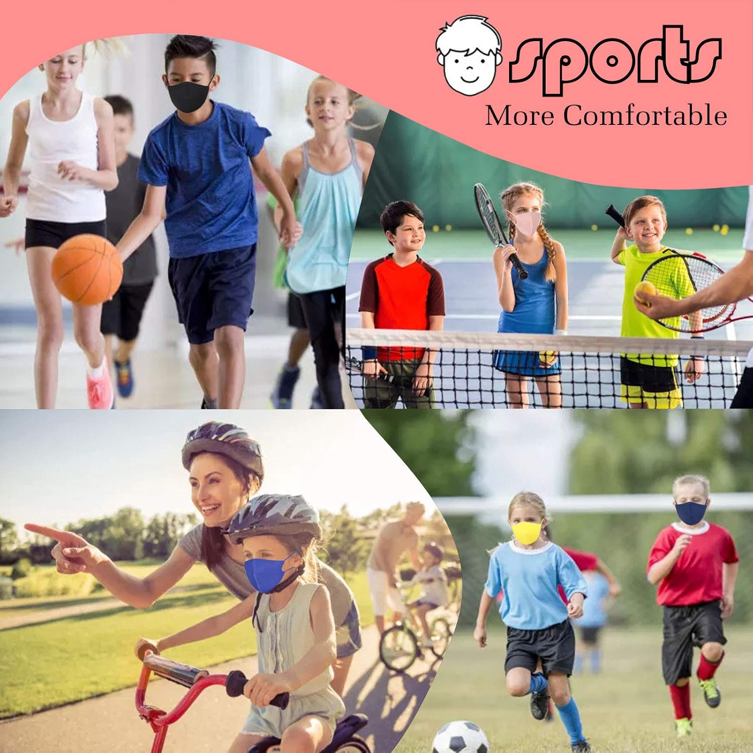 Gyothrig 4 Pack Summer Sports Face Mask with Nose Wire for Adult & Kids Breathable Reusable Washable : Sports & Outdoors