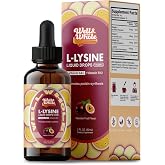 Well&amp;Whole L-Lysine Liquid Drops 1000mg, Vitamin A, C, B12, Immune Support | 1000 mg L-Lysine, Essential Amino Acid, Collagen &amp; Immune Support, Easy Liquid