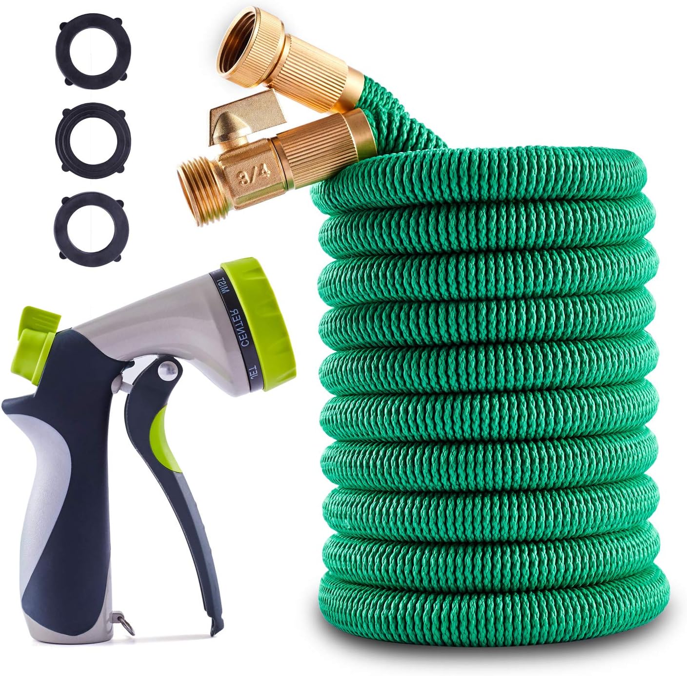 Amazon Com Geasky Expandable Garden Hose 150ft Long Hose 4 Layers Latex Core Water Hose High Tenacity Fabric Outer Cover High Tenacity Fabric Outer Cover Solid Brass Fittings 8 Way Nozzle Upgraded Version