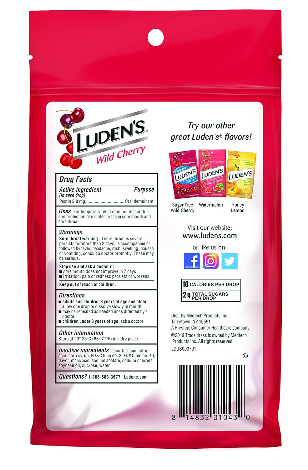 Luden's Throat Drops, Wild Cherry, 30 Drops: Grocery & Gourmet Food