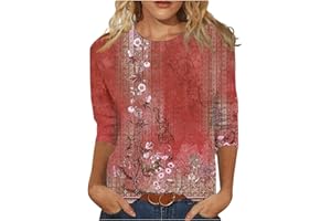 SEGAVEN 3/4 Length Sleeve Womens Tops Trendy Solid Color Crewneck T Shirts Summer Basic Tunic Tees Casual Dressy Blouses