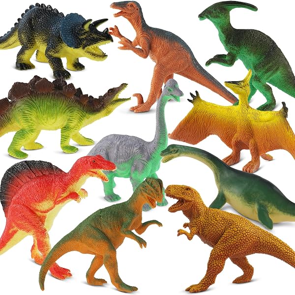 Zippytots Dinosaur Toys for Kids 3-5, 10 PCS Realistic Plastic Dinosaur Figure Toy Set Including T-Rex, Stegosaurus, Spinosau