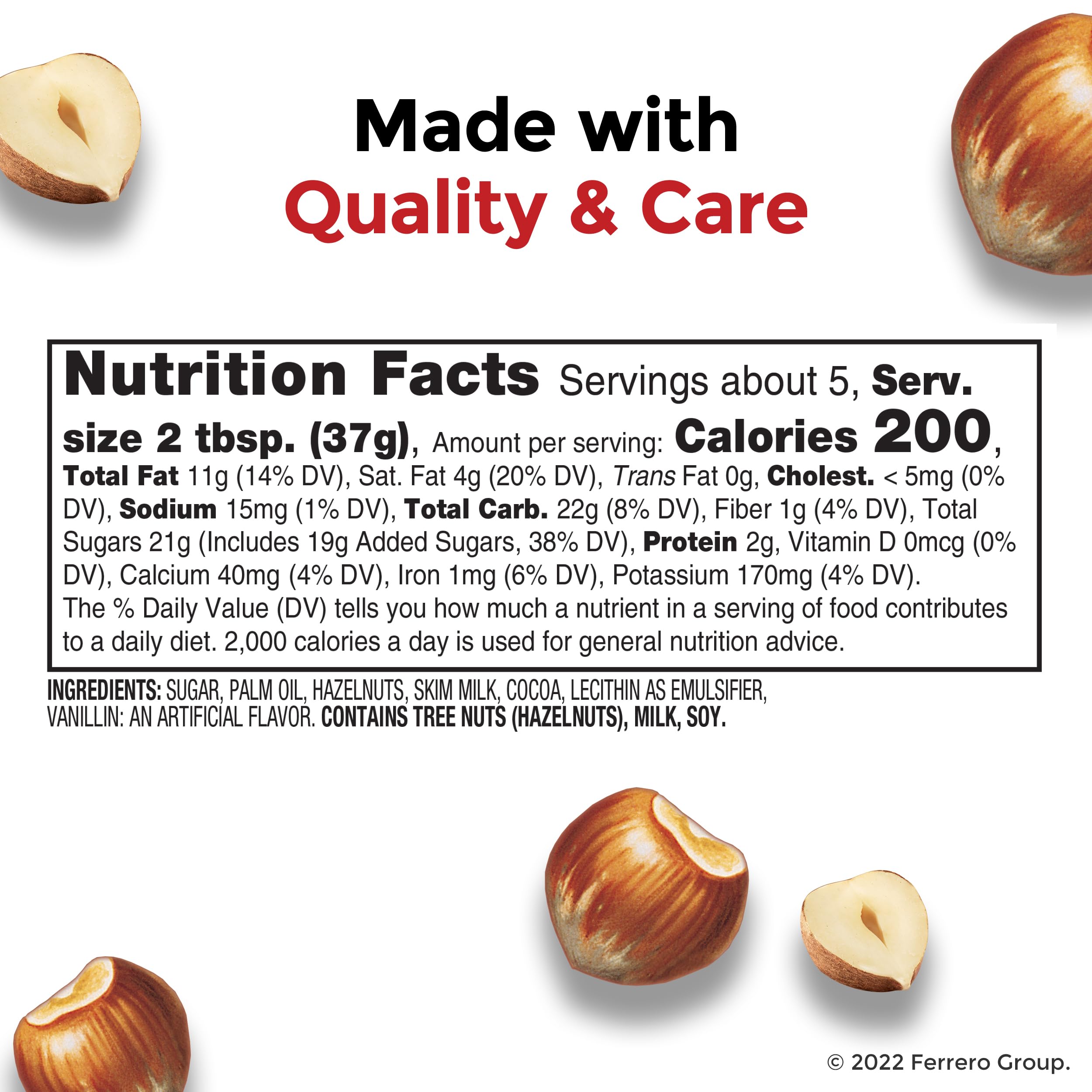 Nutella Hazelnut Spread With Cocoa For Breakfast, 7.7 Oz Jar