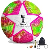 XAVOLENT Professional Soccer Ball Size 5 | Thermal Bonded Waterproof PU Match-Quality Training Ball with Pump, Christmas Birthday Gifts