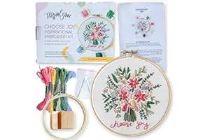 ELLY AND GRACE Elly & Grace Christian Embroidery Kit with Embroidery Hoop, Easy Embroidery Kit for Beginners and Adults, Full Embroidery Hoop Kit with Needles and Thread Included (Choose Joy)