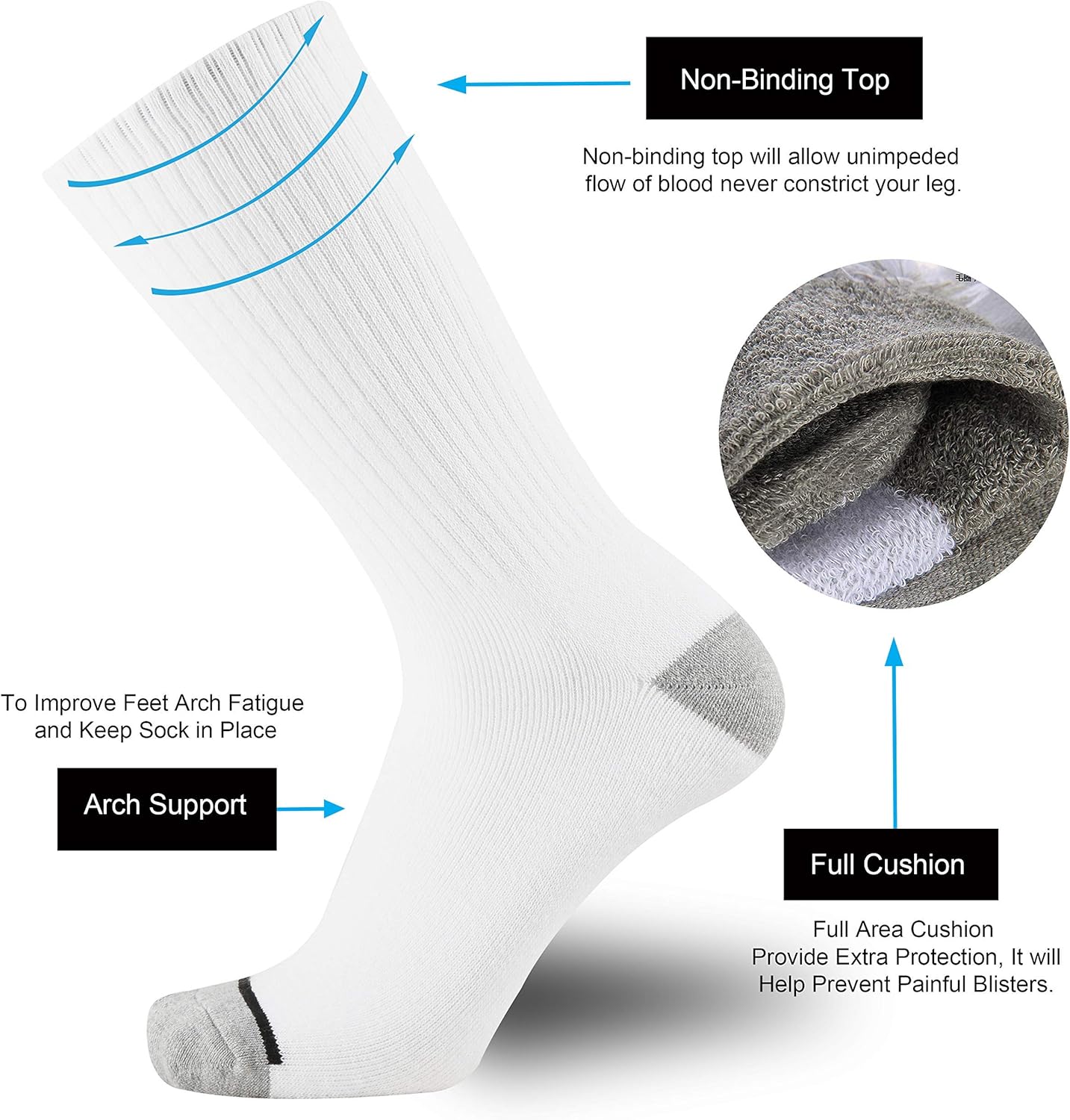 ONKE Cotton Moisture Wicking Work Training Cushion Crew Socks Men Pack: Clothing