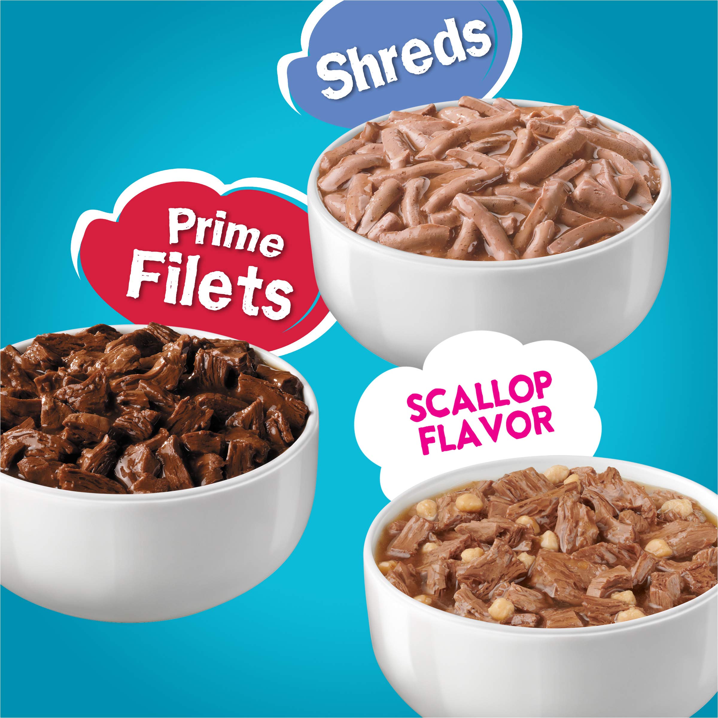 Purina Friskies Wet Cat Food Variety Pack, FishALicious Shreds, Prime Filets & Tasty Treasures