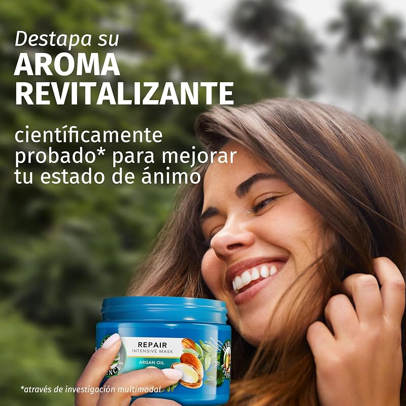 Shampoo Reparador de Óleo de Argan Herbal Essences 2x350 ml Cabelos Danificados, Hidratação Intensa + Máscara Reparadora de Óleo de Argan 500ml