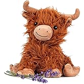 Highland Cow - Microwavable & Weighted Plush Stuffed Animal - Heated Plushie for Warmth - Cute, Soft, Cozy Toy for Adults & Children (Boys, Girls, & Toddlers) by Warm Pals
