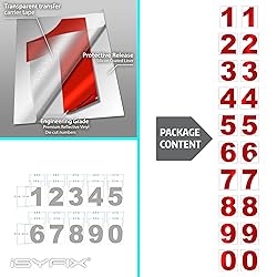 iSYFIX Reflective Red Vinyl Numbers Stickers