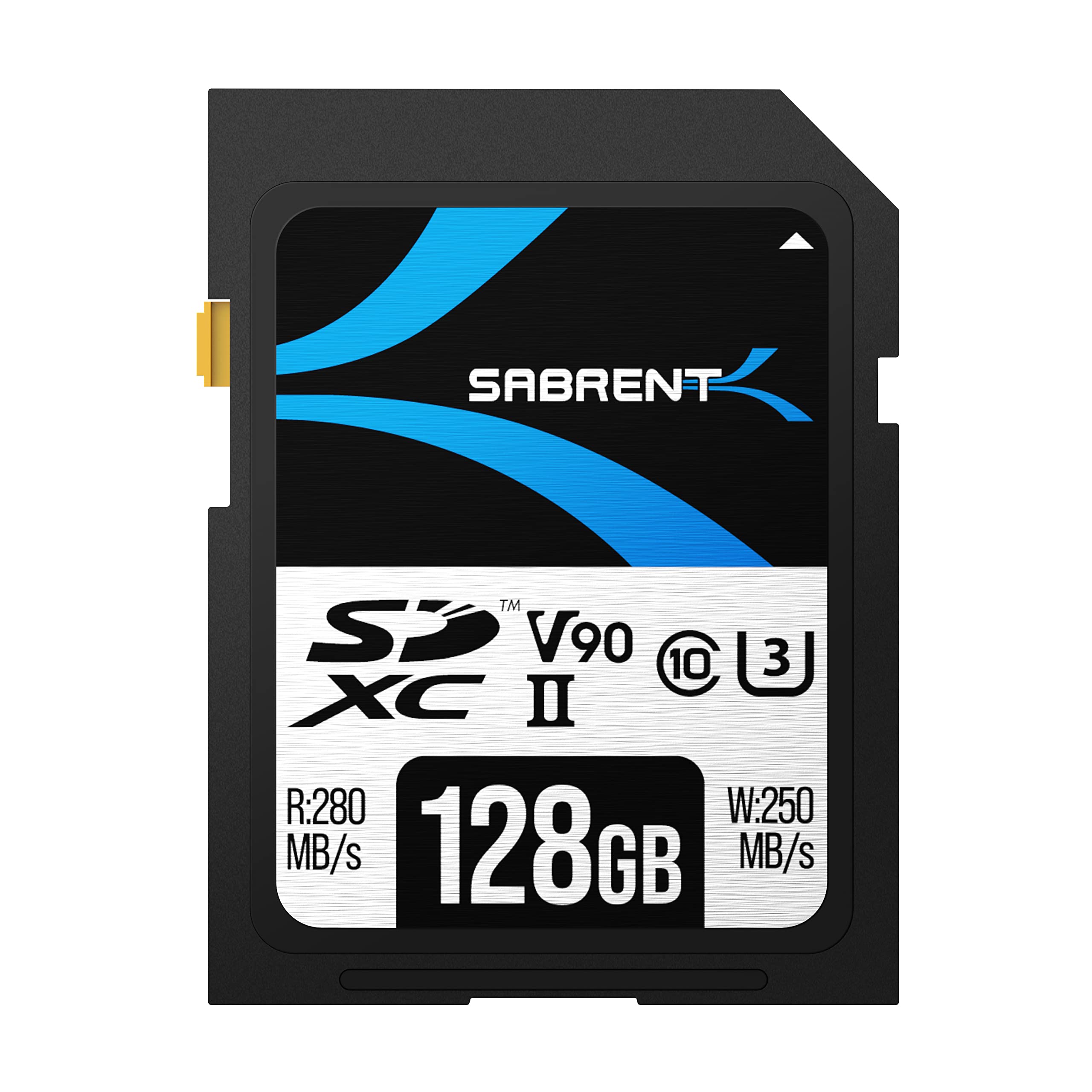 SABRENT SD card 128GB V90, SDXC card UHS-II, memory card SDHC, Class 10, U3, Full HD & 8K UHD card, 280MB/s for professional photographers, videographers, vloggers (SD-TL90-128GB)
