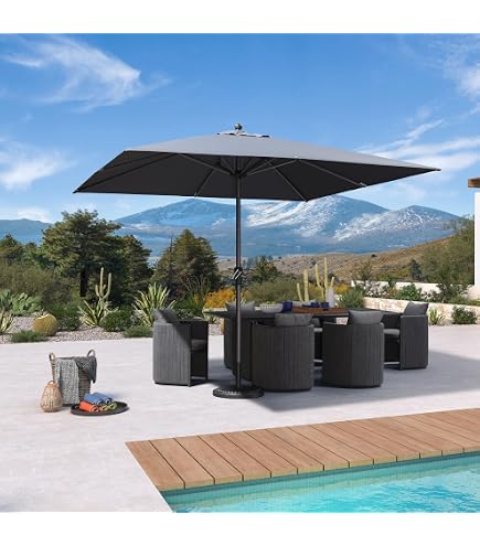 PURPLE LEAF Patio Umbrella 10' x 10' Square Aluminum Frame Taupe
