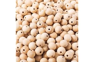 POJAH 1000pcs 6MM Wood Beads Natural Unfinished Round Wooden Loose Beads Wood Spacer Beads for Craft Making Decorations and DIY Crafts(6MM)
