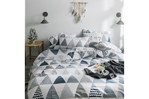 HighBuy Soft Cotton Queen Duvet Cover Queen Bedding Sets for Boys Girls Reversible Triangle Comforter Cover Queen Gray Home Geometric Bedding Duvet Cover Sets with 2 Pillow Shams