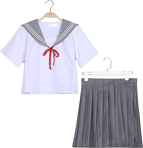 Amazon コスプレホリック セーラー服 コスプレ 半袖 グレー 白 ミニスカート リボン 5サイズ 制服 Jk 女子高校生 ハロウィン 仮装 文化祭 女性 男性 小さいサイズ 大きいサイズ 半袖 Xxl コスプレ 仮装 通販