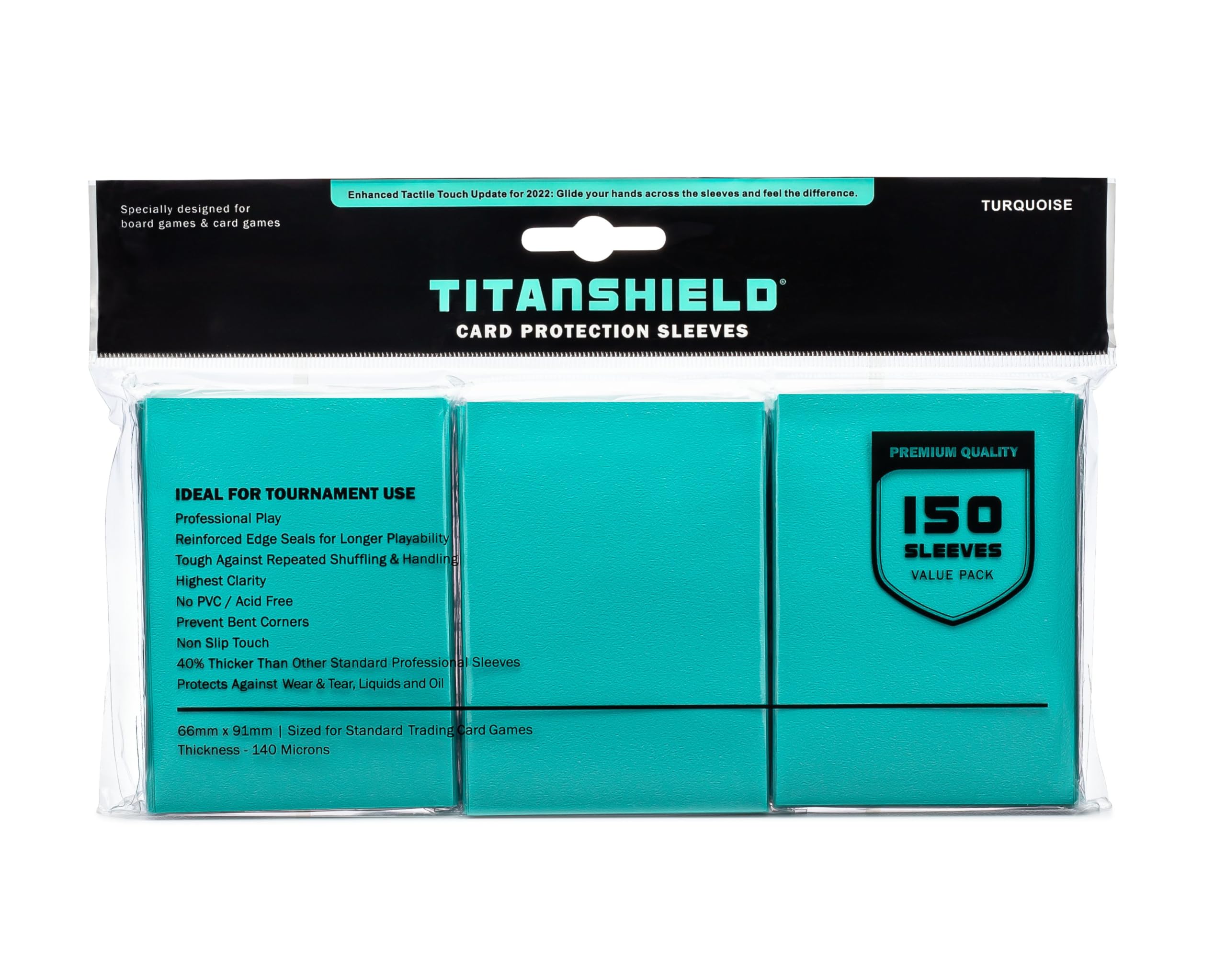 TitanShield (150 Sleeves/Turquoise Standard Size Board Game Trading Card Sleeves Deck Protector for MTG, Dropmix