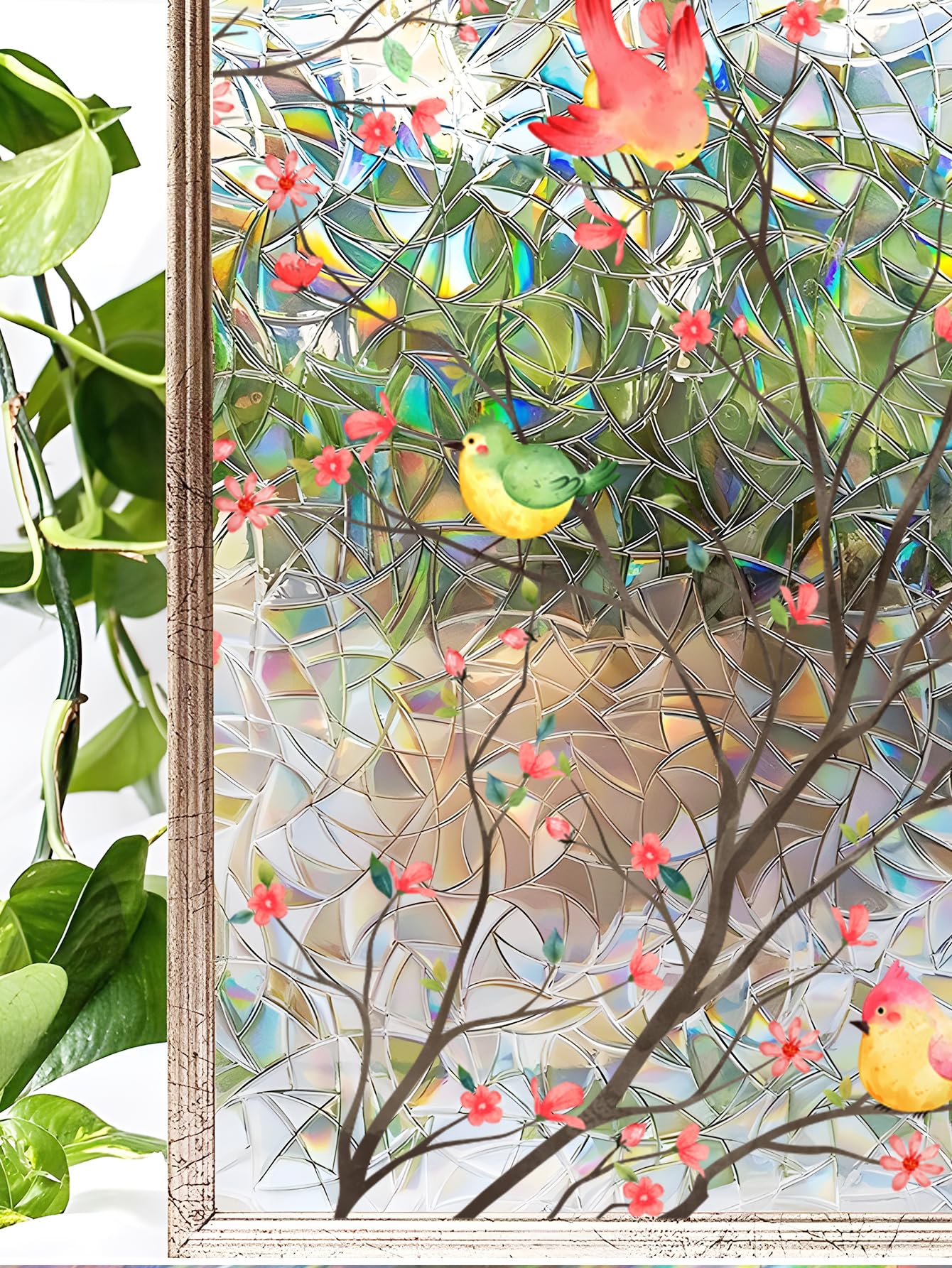 QKURT Flower Anti-Collision Window Stickers, Home Decor Double-Sided Static Sticker Spring Summers Window Clings for Glass