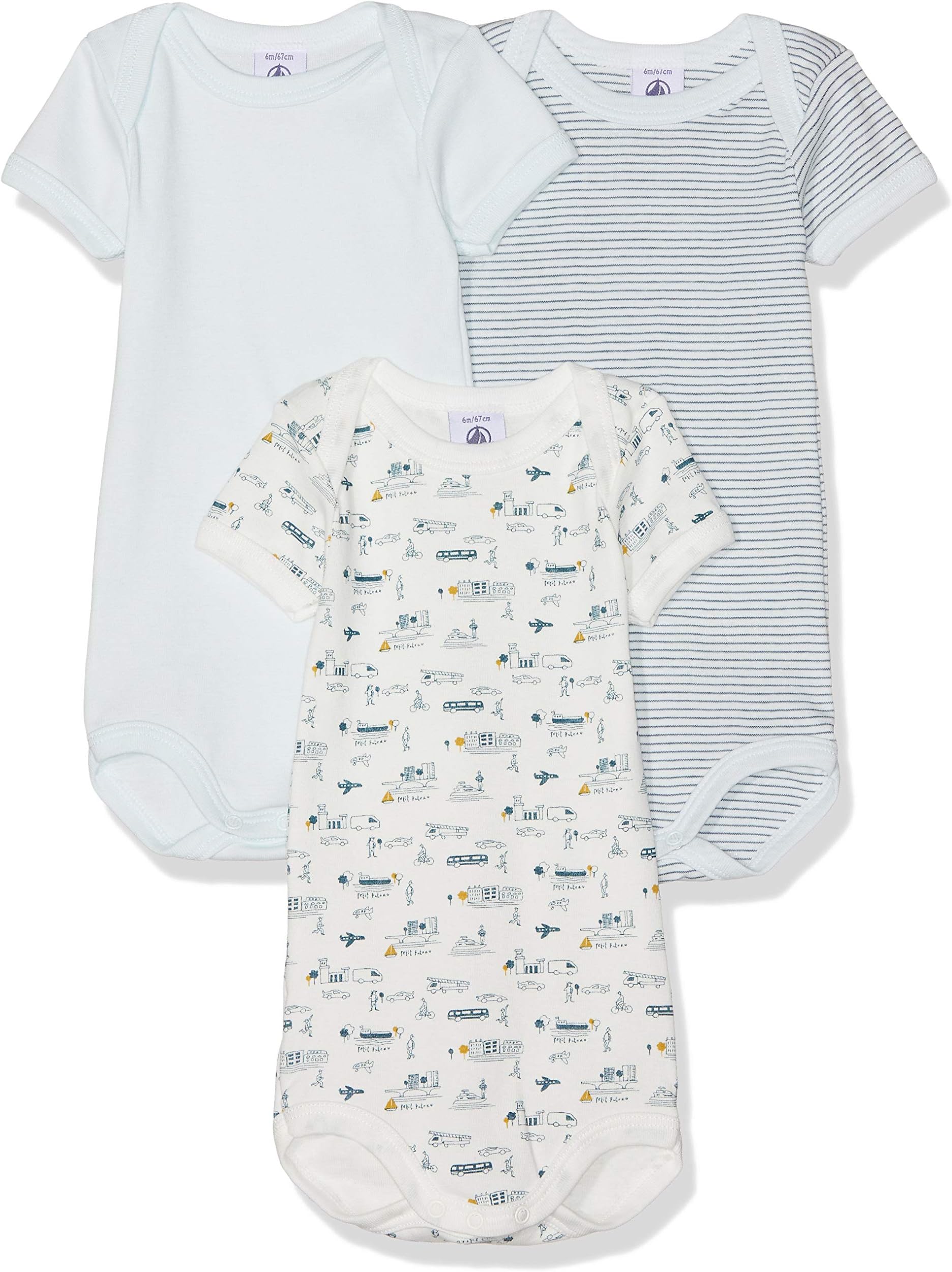 Petit Bateau Baby Boys' Bodysuit (Pack of 3)