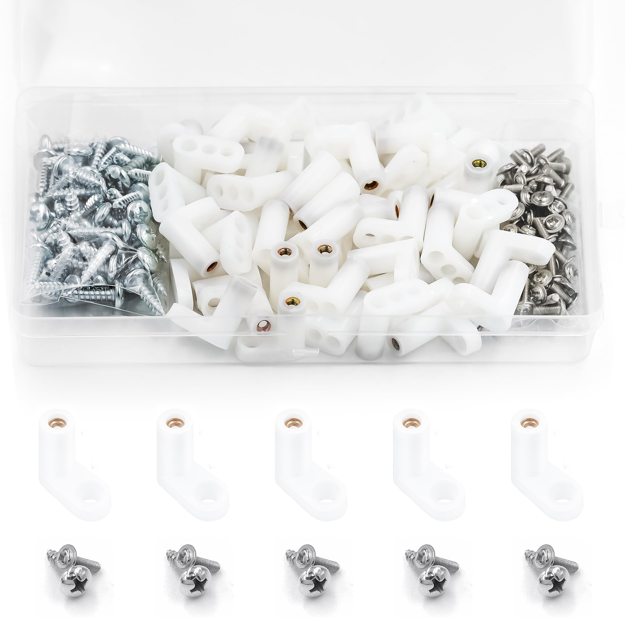 2 cm L Type Plastic Arcade Gaming PCB Boards Mounting Feet White Motherboard Spacers Board Feet Stand with Screws 50 Sets Lewttyer