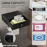Voldra Toilet Roll Holder with Shelf Black Aluminum Wall Mount Drawer view 2