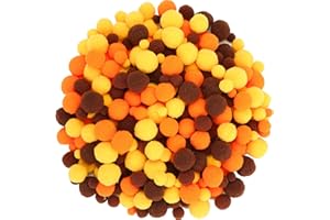 Tegeme 1200 Pcs Pom Poms Balls for Fall Thanksgiving Christmas Winter Crafts Home Office School Garlands Decor(Yellow, Brown, Orange)