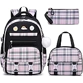 MOMUVO Backpack for Girls with Lunchbox, Kids Backpack with Lunch Box, Bookbag for Girls Kindergarten Elementary Preschool Middle School