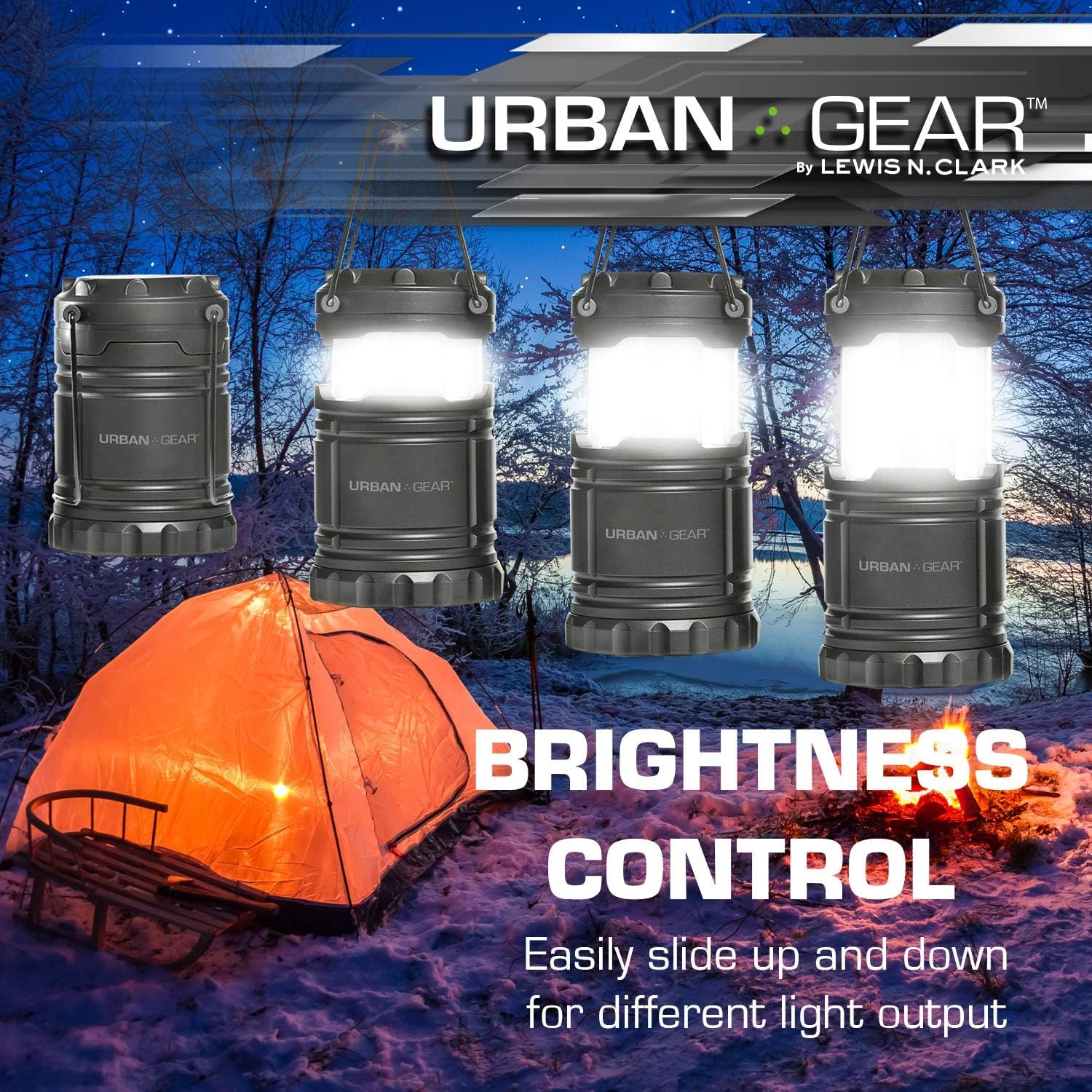 Lewis N. Clark Collapsible Camping Lantern | LED Portable Lantern for Indoor or Outdoor Use | Waterproof Lamp with Batteries Included | for Camping, Backpacking, Hiking, or Power Outage | Gray