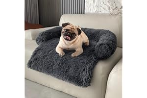 UCCY Calming Dog Beds for Small Dogs Fluffy Plush Couch Cover for Dogs with Removable Washable Cover for Furniture Protector (S, Dark Grey)