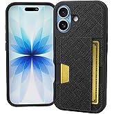 Smartish® iPhone 17 Wallet Case - Wallet Slayer Vol. 2 [Slim + Protective] Credit Card Holder w/Kickstand - Drop Tested Hidden Card Slot Cover for Apple iPhone 17 - Black Tie Affair