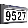 Solar Address Sign, Lighted Address Numbers Outdoor Waterproof, Illuminated LED Address Plaque, House Numbers for Outside, Grey