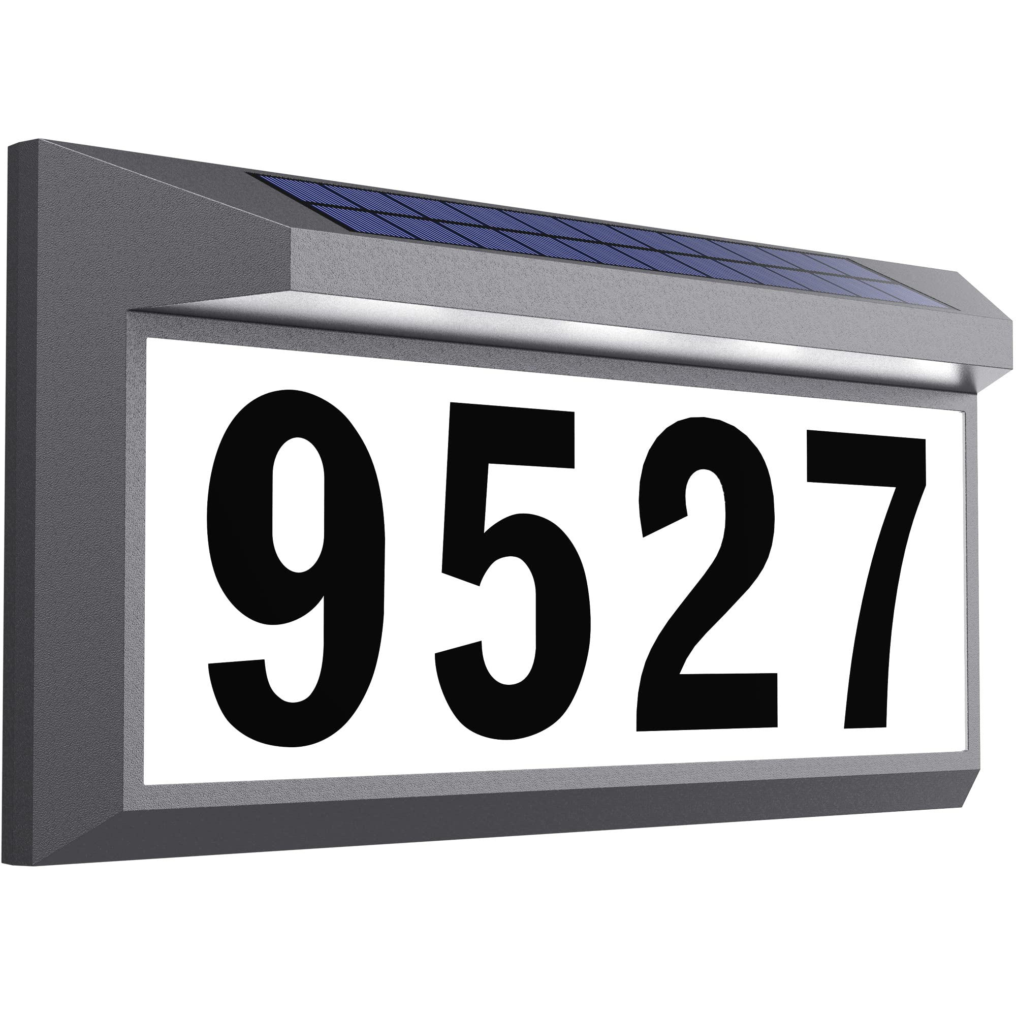 Photo 1 of Solar Address Sign, Lighted Address Numbers Outdoor Waterproof, Illuminated LED Address Plaque, House Numbers for Outside, Grey