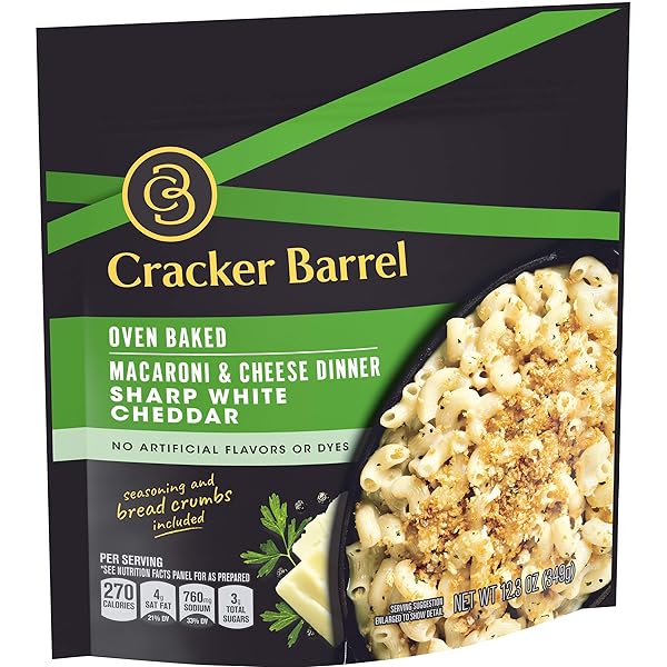 CRACKER BARREL OVEN BAKED SHARP WHITE CHEDDAR MACARONI AND CHEESE DINNER (12.3 OZ POUCH)