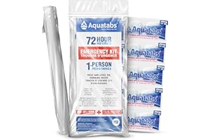 Aquatabs 49mg Tablets for Emergency and Disaster Readiness – 20ct Value Pack (for 20L) with 1L Emergency Water Bag, Iodine & 
