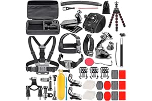 Neewer Upgraded 50-in-1 Action Camera Accessory Kit Compatible with GoPro Hero 12 11 10 9 8 Max 7 6 5 Black GoPro 2018 Session Fusion Silver White Insta360 DJI Action 2 AKASO APEMAN Campark SJCAM etc