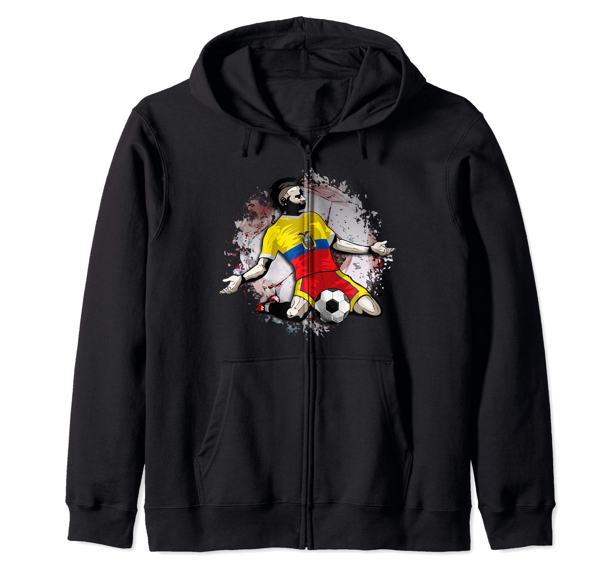 Ecuador Soccer Ecuadorian National Flag Football Lovers Art Zip Hoodie