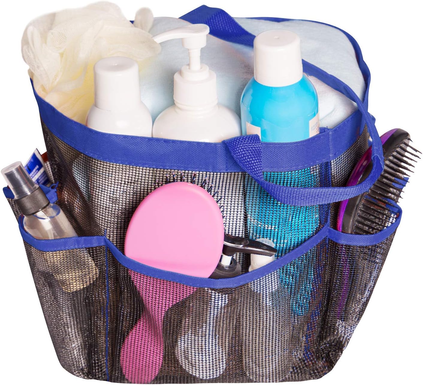 Attmu Mesh Shower Caddy, Quick Dry Tote Bag Oxford Hanging Toiletry and Bath Organizer with 8 Storage Compartments for Shampoo, Conditioner, Soap and Other Bathroom Accessories, Black: Home & Kitchen