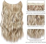 AliLeader Halo Hair Extension Transparent Wire 20 Inch Synthetic Wavy Dark Ash view 4