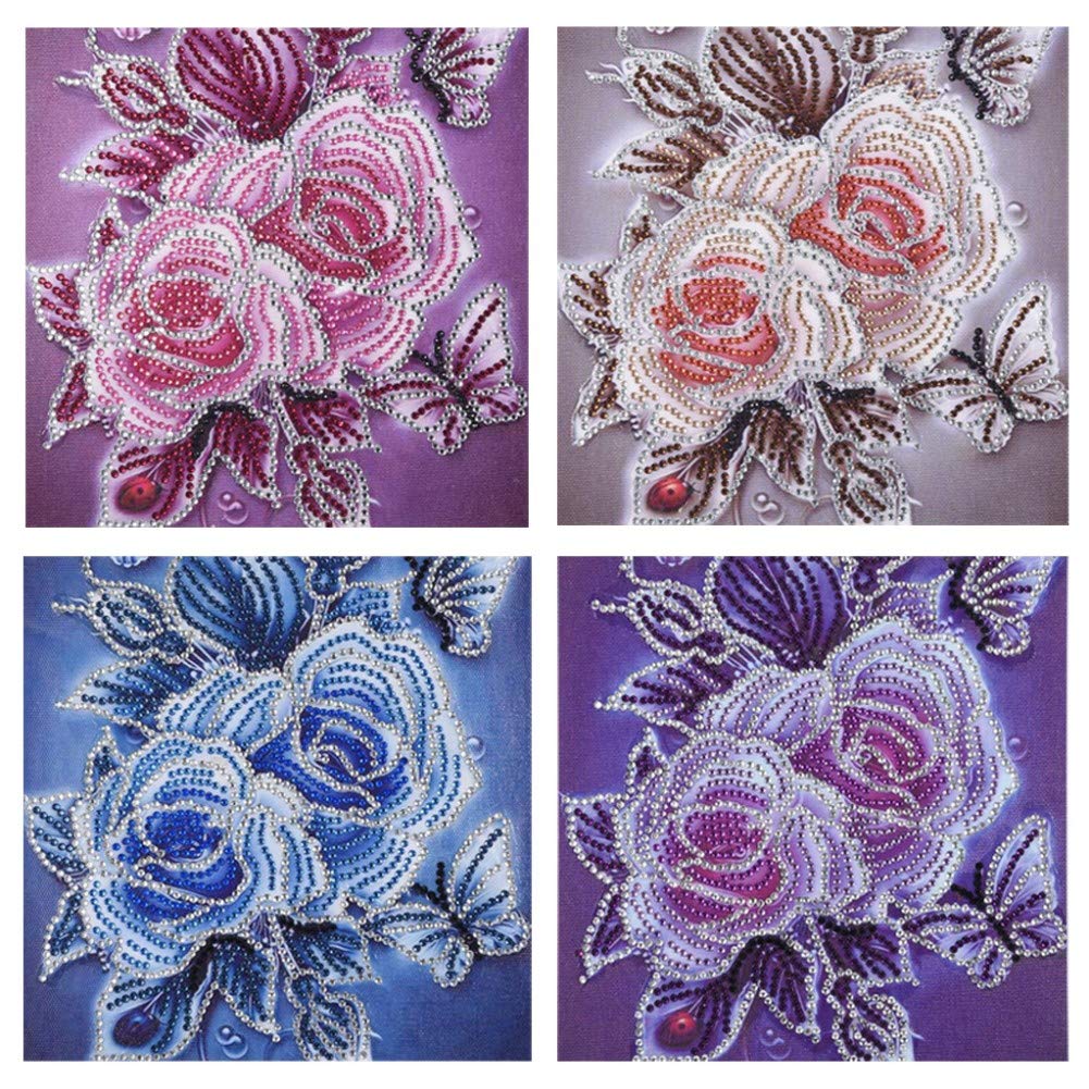 ABEUTY Diamond Painting DIY 5D Special Shape Rhinestones, Vintage Flower, Partial Drill Crystal Diamond Art Kits (Set)