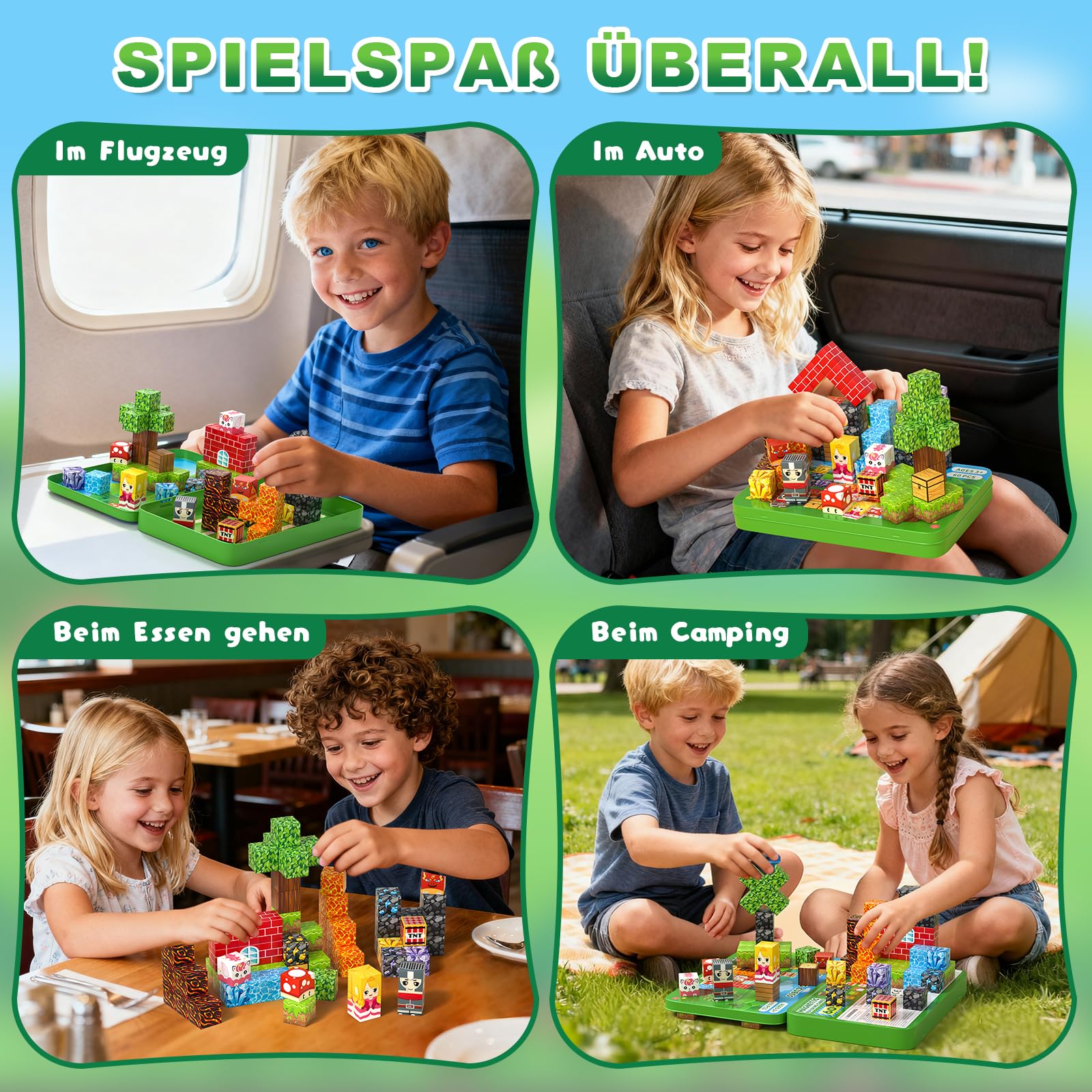 Magnetische Bausteine, 60PCS Reise Magnetic Building Blocks, Magnetisches Reise Spielzeug mit Eisenbox, Kreative Magnetsteine Würfel Spiel Spielzeug Geschenk ab 3 4 5 6 7 8 9+ Jahre Junge Mädchen 6