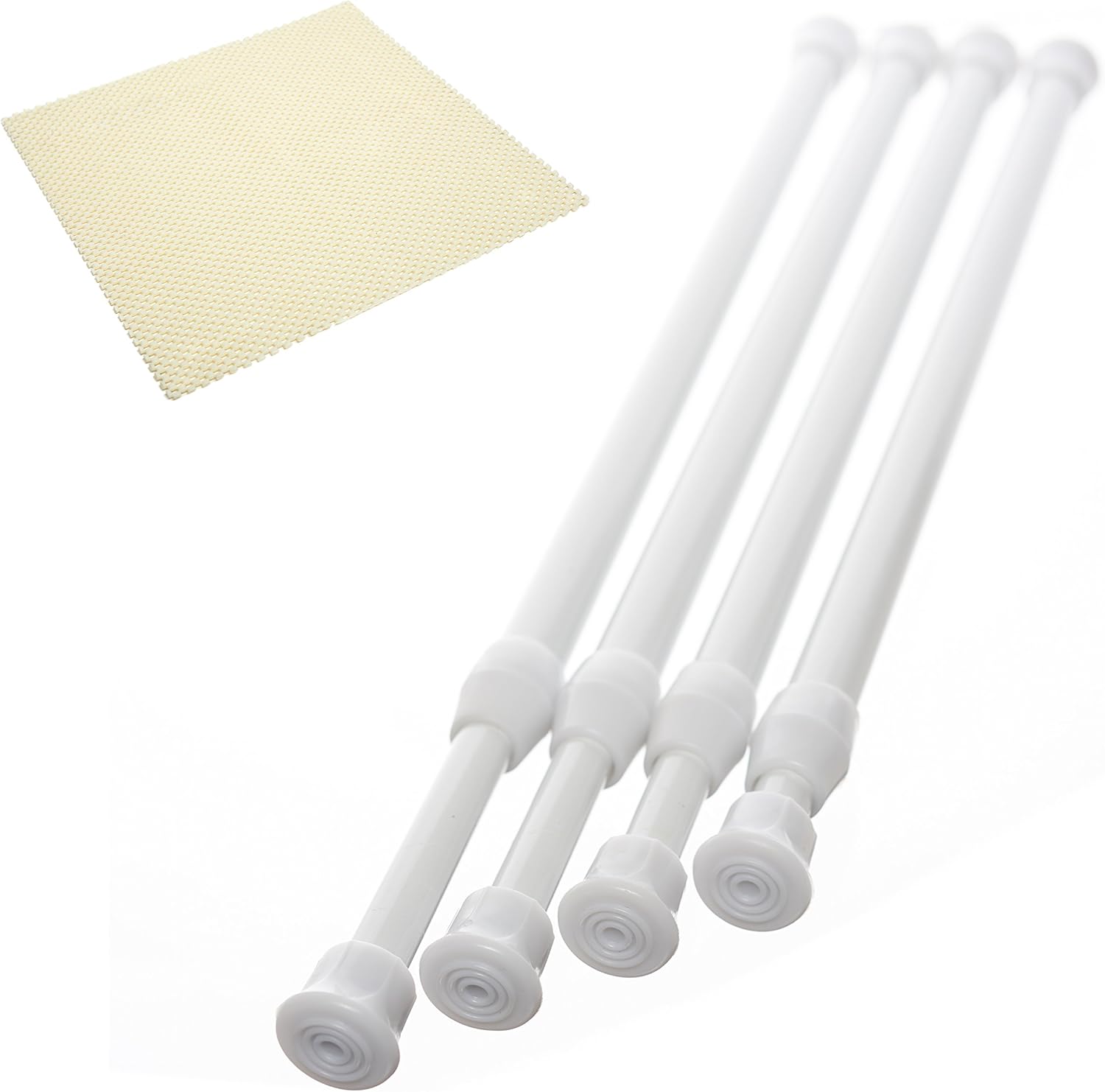 Danily 4 Pack Cupboard Bars Adjustable Spring Tension Rods 30 to 50 cm, White, Comes with a Non