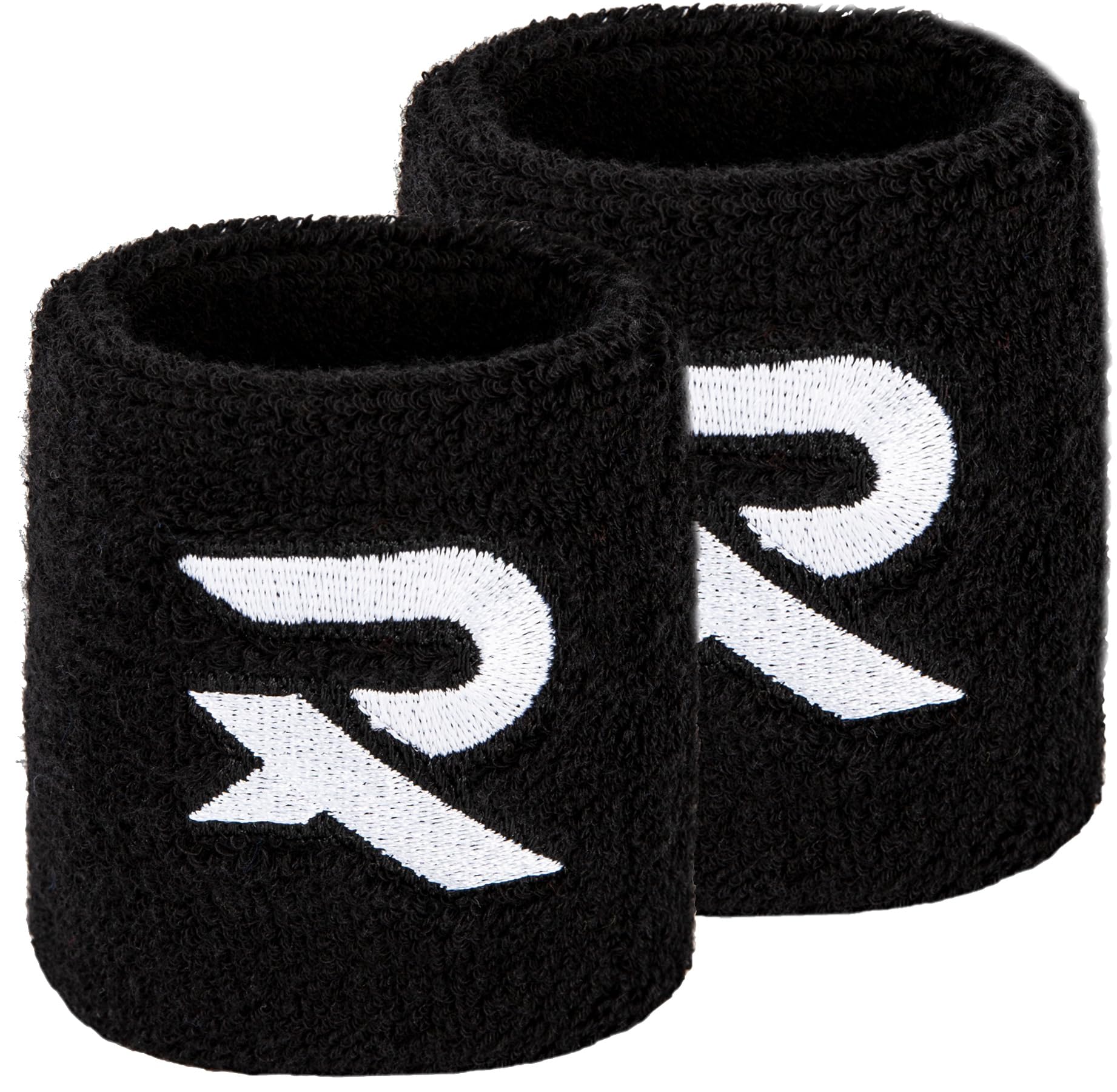 Raquex Cotton Wristbands - Soft cotton stretchy material. 8cm or 13cm widths. Sports sweat bands for men and women. 7 colour options. (Black, Pair Wristbands) — image 1