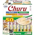 INABA Churu Cat Treats, Grain-Free, Creamy Purée Cat Treat/Topper, Tuna & Chicken Variety