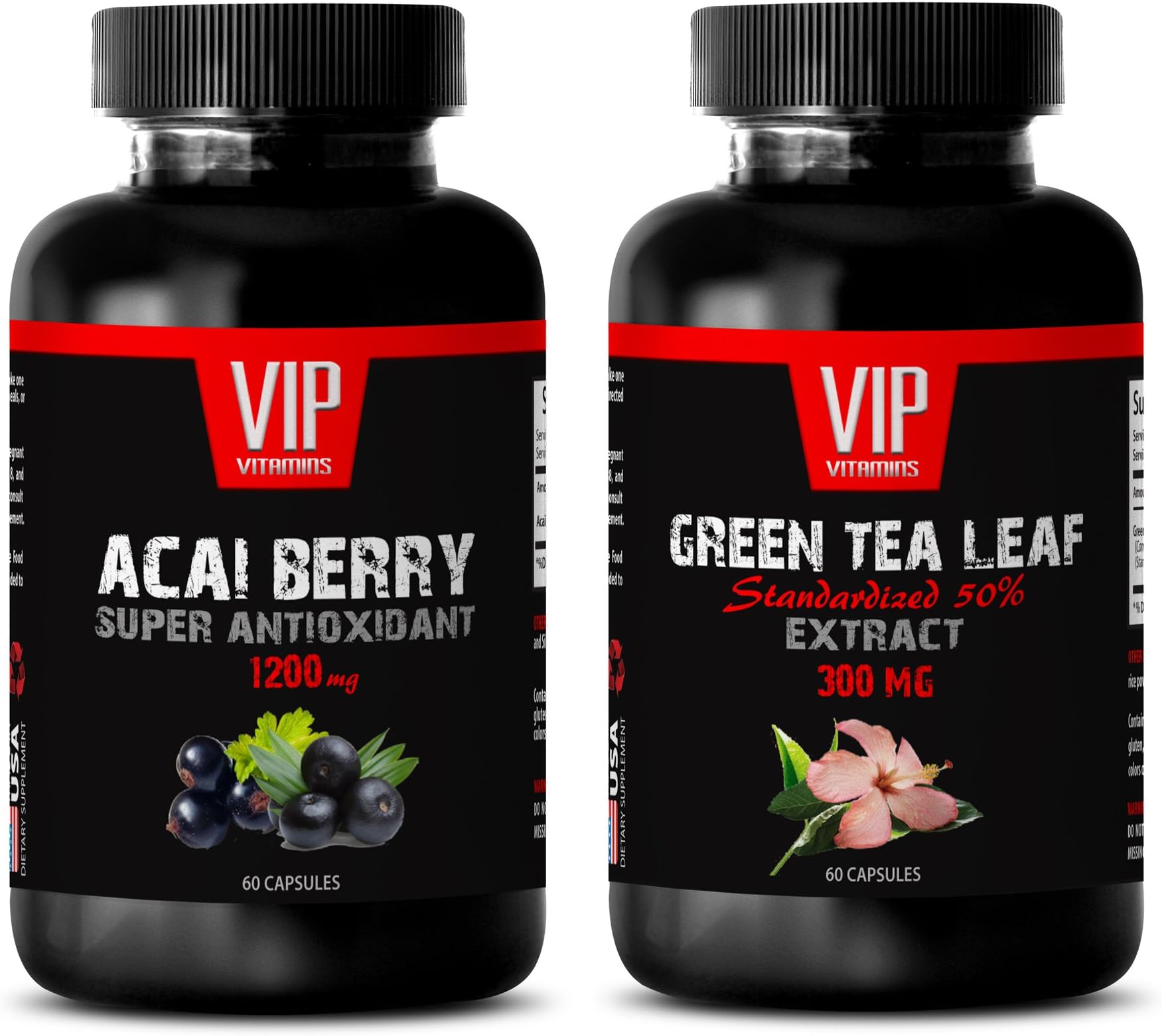 Weight Loss -ACAI Berry - Green Tea - Green Tea Extract Capsules - (2 Bottles Combo)