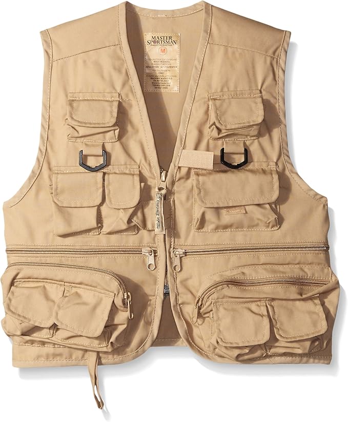 Master Sportsman Kids 26 Pocket Fishing Vest, Medium, Khaki Amazon.co