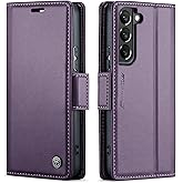 QLTYPRI Wallet Case for Samsung Galaxy S22 Plus, Premium PU Leather Magnetic Flip Folio Case with RFID Blocking Credit Card Slots Kickstand Shockproof Protective Phone Case Cover - Purple