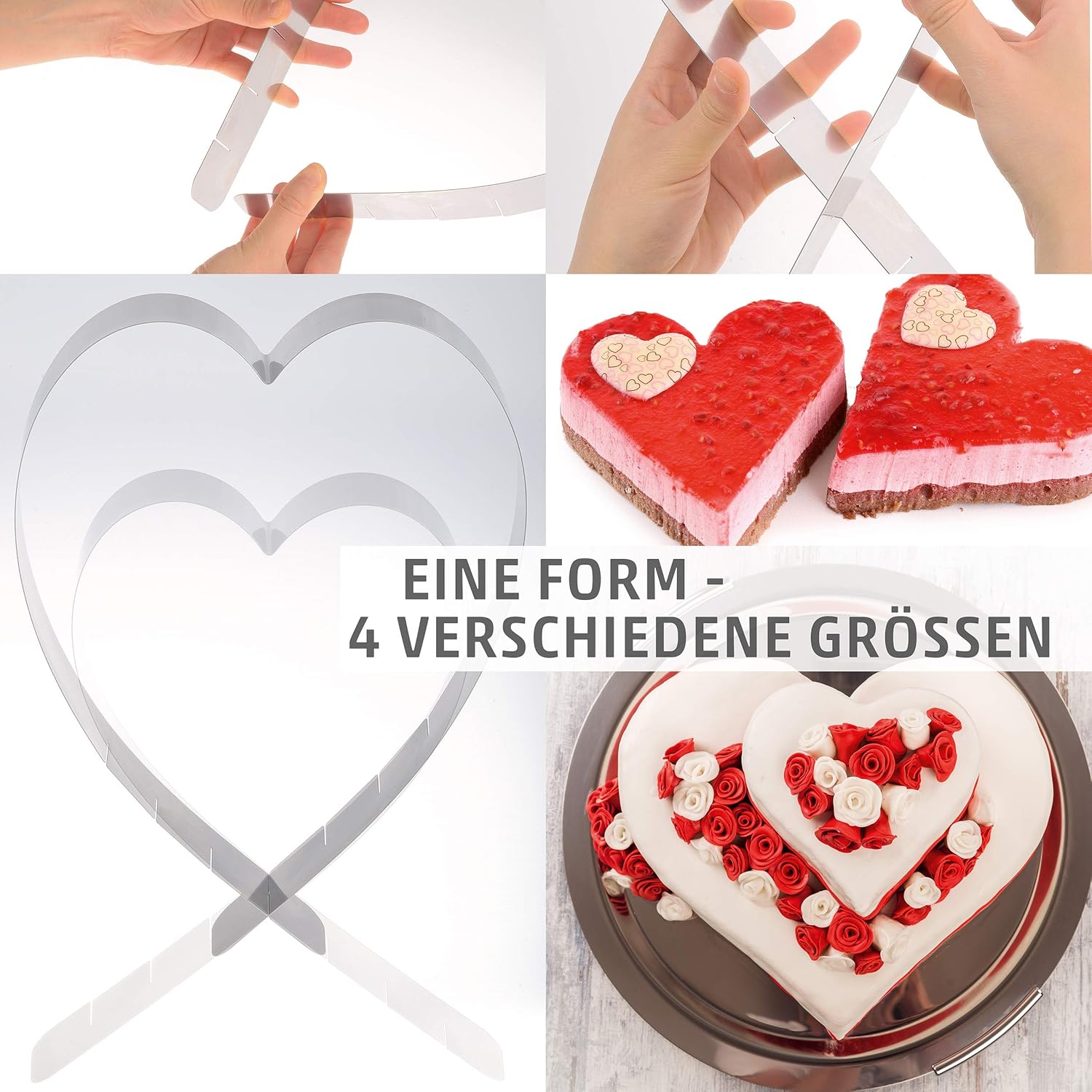 Herz Tortenring Edelstahl